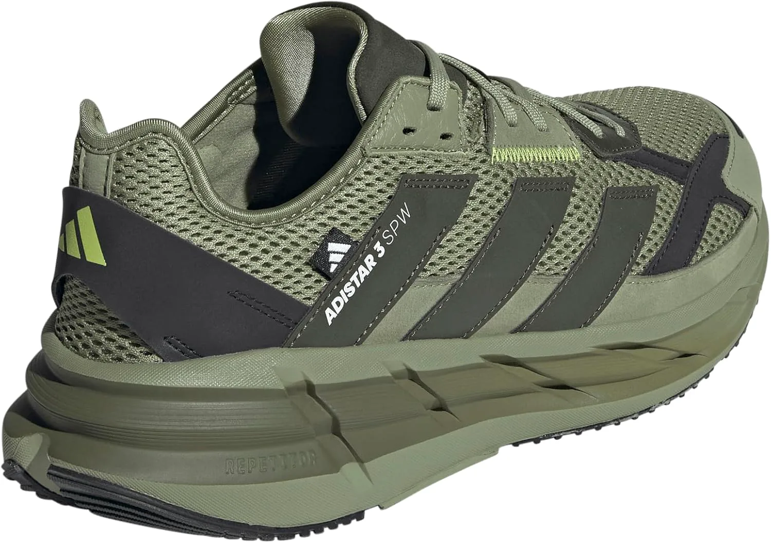 Мужские беговые кроссовки Adidas Adistar 3 Sportswear - зеленые, зеленый/черный — фото 3