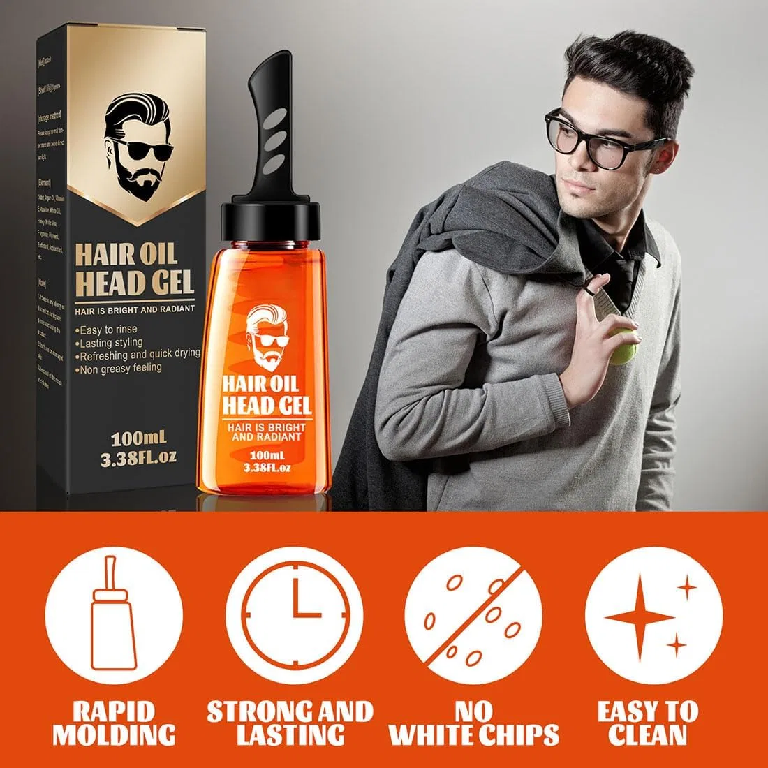 Гель-воск для укладки волос 2-в-1 с расческой Sovtay, 100 Ml. — фото 3