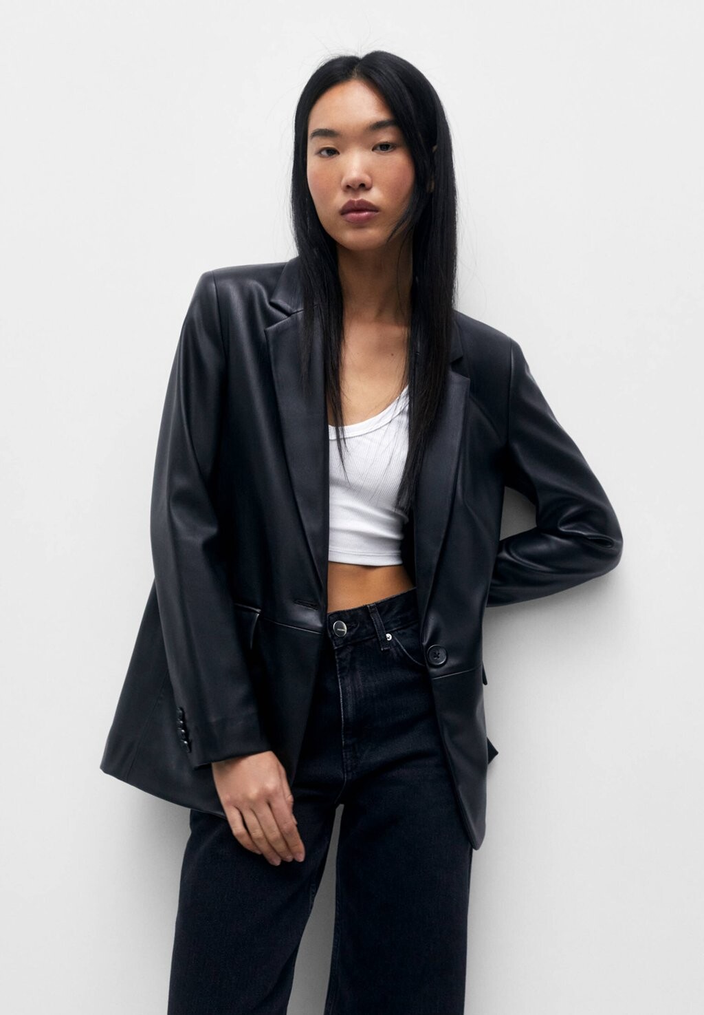 

Куртка из искусственной кожи PULL&BEAR, Черный, Куртка из искусственной кожи PULL&BEAR