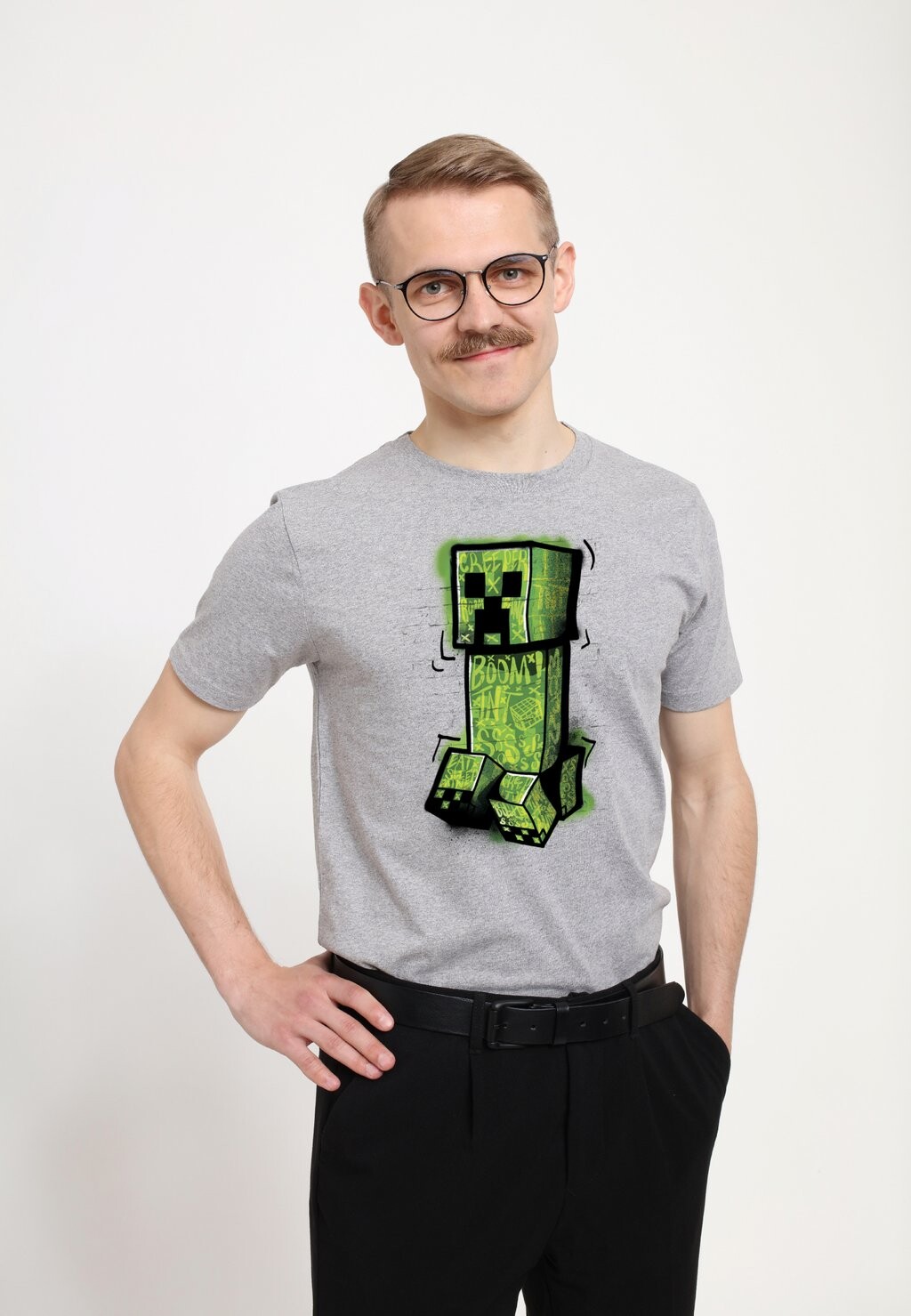 

Футболка с принтом MINECRAFT GRAFFITI CREEPER Henry Tiger, цвет Mottled Light Grey