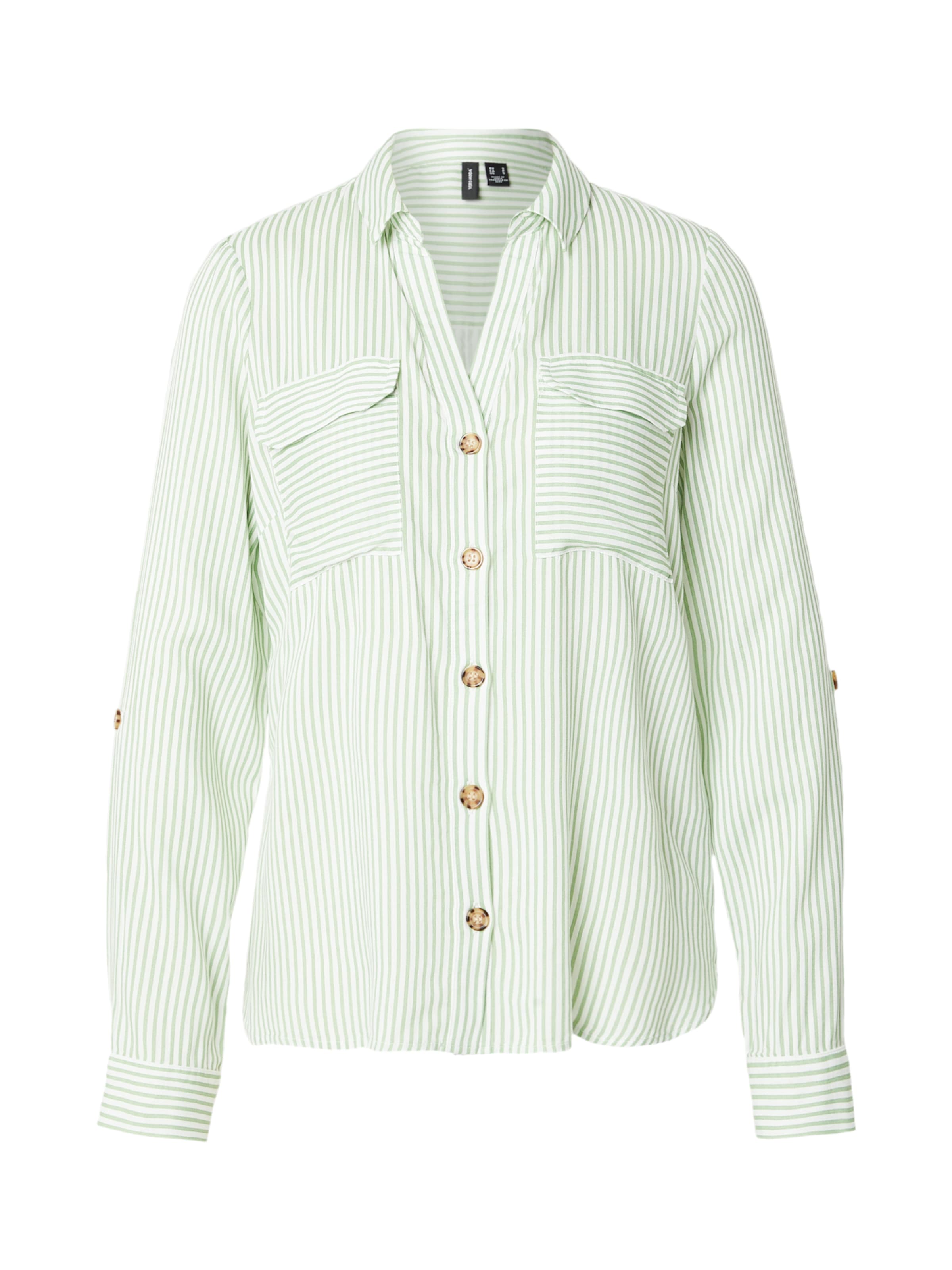 

VERO MODA Блузка 'VMBUMPY' в светло-зеленом и белом цветах