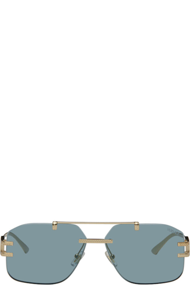 

Солнцезащитные очки с золотой пластиной Damier Versace