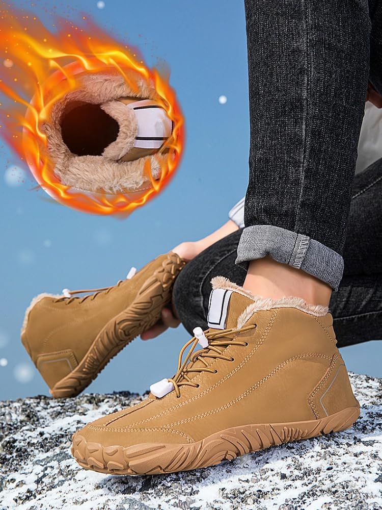 Мужские водонепроницаемые зимние ботинки Soft time TOY Snow Boots с меховой подкладкой, теплые, на щиколотке, с застежкой-молнией, удобные для ходьбы, хаки — фото 4