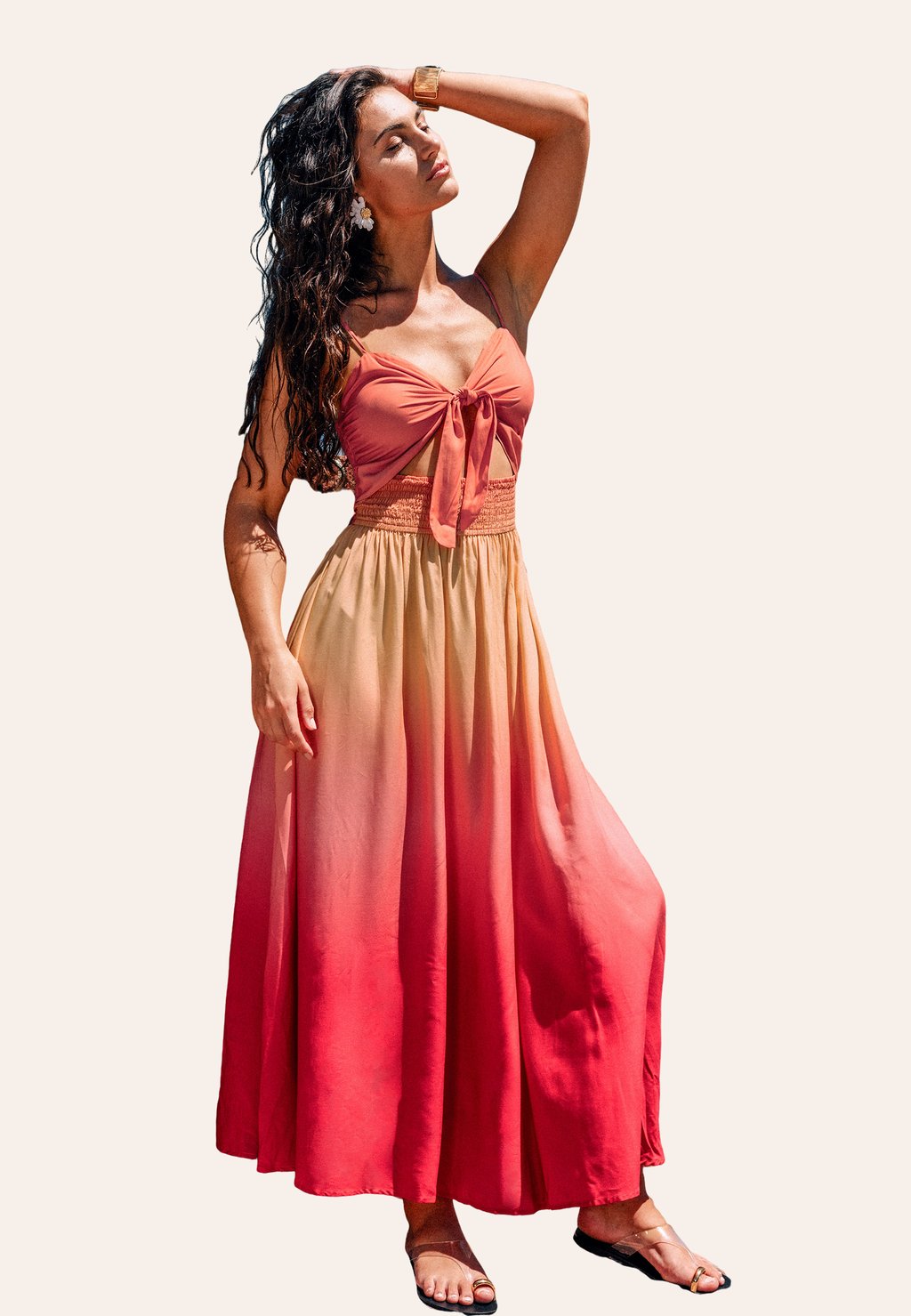 

Длинное платье SUNSET FRONT TIE Cupshe, неоново-розовый