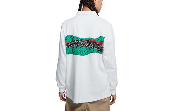 Футболка men's colorblock logo skateboard long sleeves polo shirt white Nike, мультиколор — фото 2