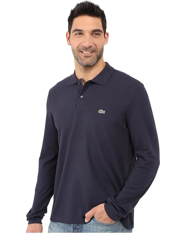 Поло Lacoste Long Sleeve Classic Pique Polo Shirt, Navy Blue — фото 2