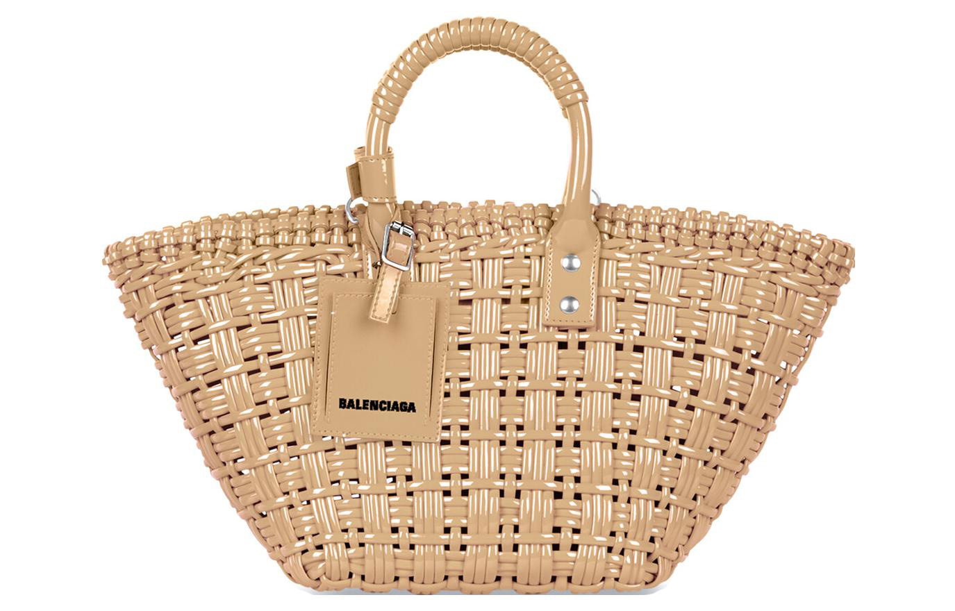 

Balenciaga Кожаная корзинка через плечо кроссбоди миниатюрная женская бежевая