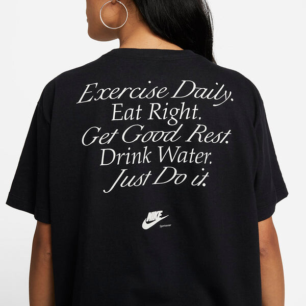 Футболка (WMNS) Nike Sportswear Boyfriend T-shirt 'Black White', белый — фото 2