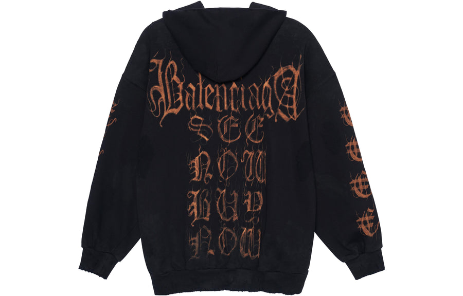 Куртка Balenciaga Heavy Metal Zip-Up Hoodie Small Fit 'Black Faded', черный — фото 2