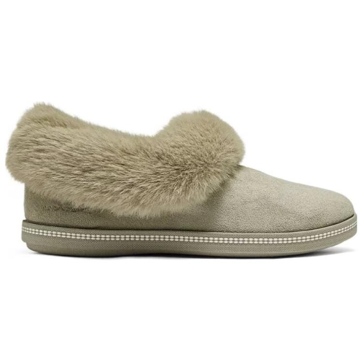 Женские зимние ботинки Skechers низкие с мехом, хаки — фото 2