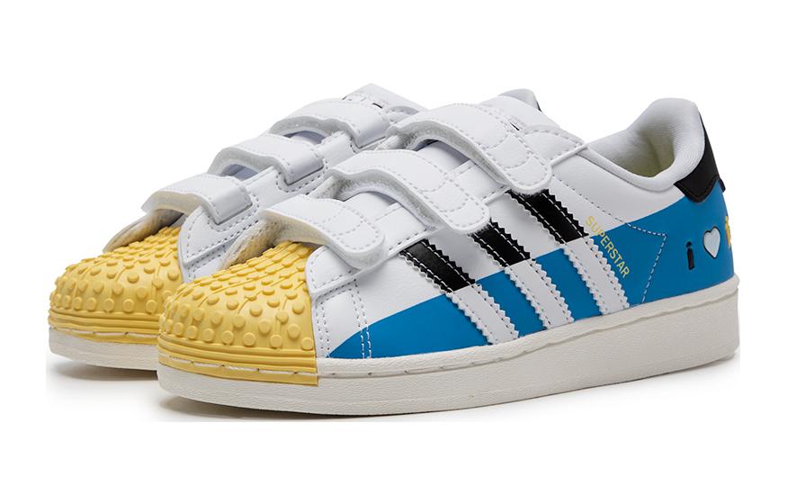Adidas Originals SUPERSTAR Cf C Прочные Дышащие Низкие Детские Скейтбординг Кроссовки Белый Синий — фото 3