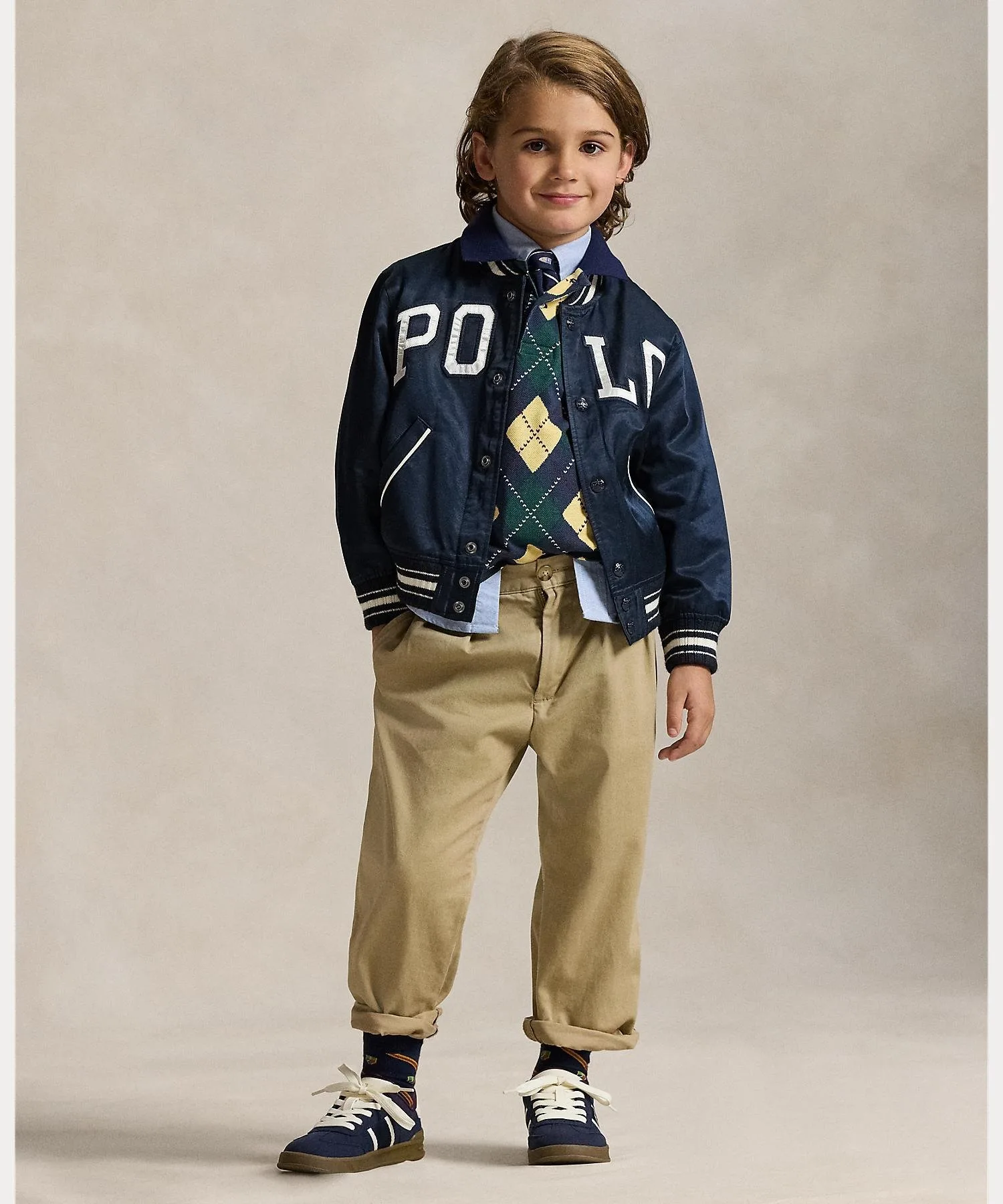 (Для мальчиков 2-7 лет) Атласная бейсбольная куртка с логотипом Polo Ralph Lauren, 410 Navy — фото 4