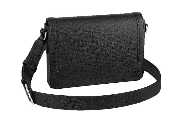 

LOUIS VUITTON Новый рельефный кожаный курьерский портфель через плечо мужской черный