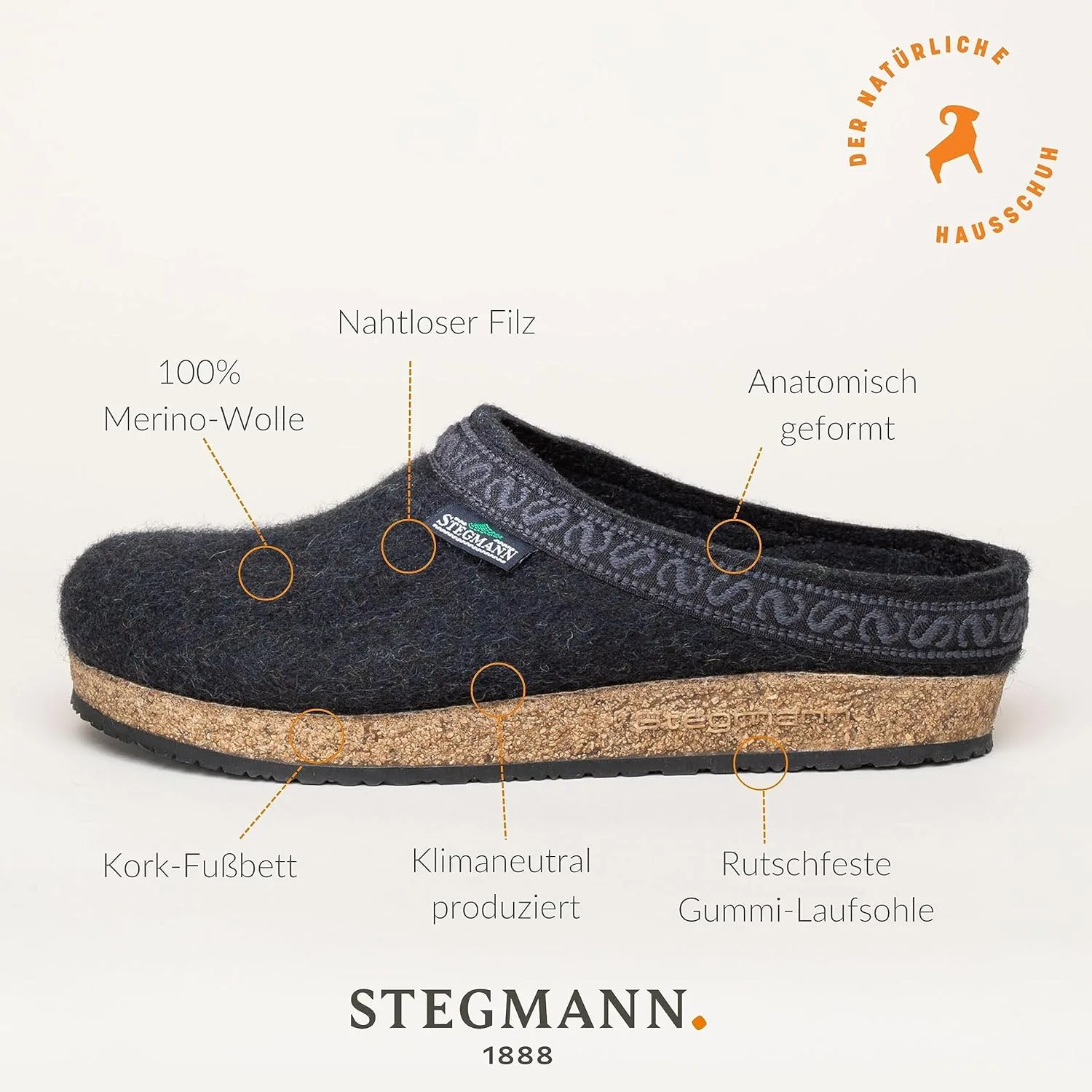 Тапочки унисекс Stegmann 108 для взрослых, графит — фото 3