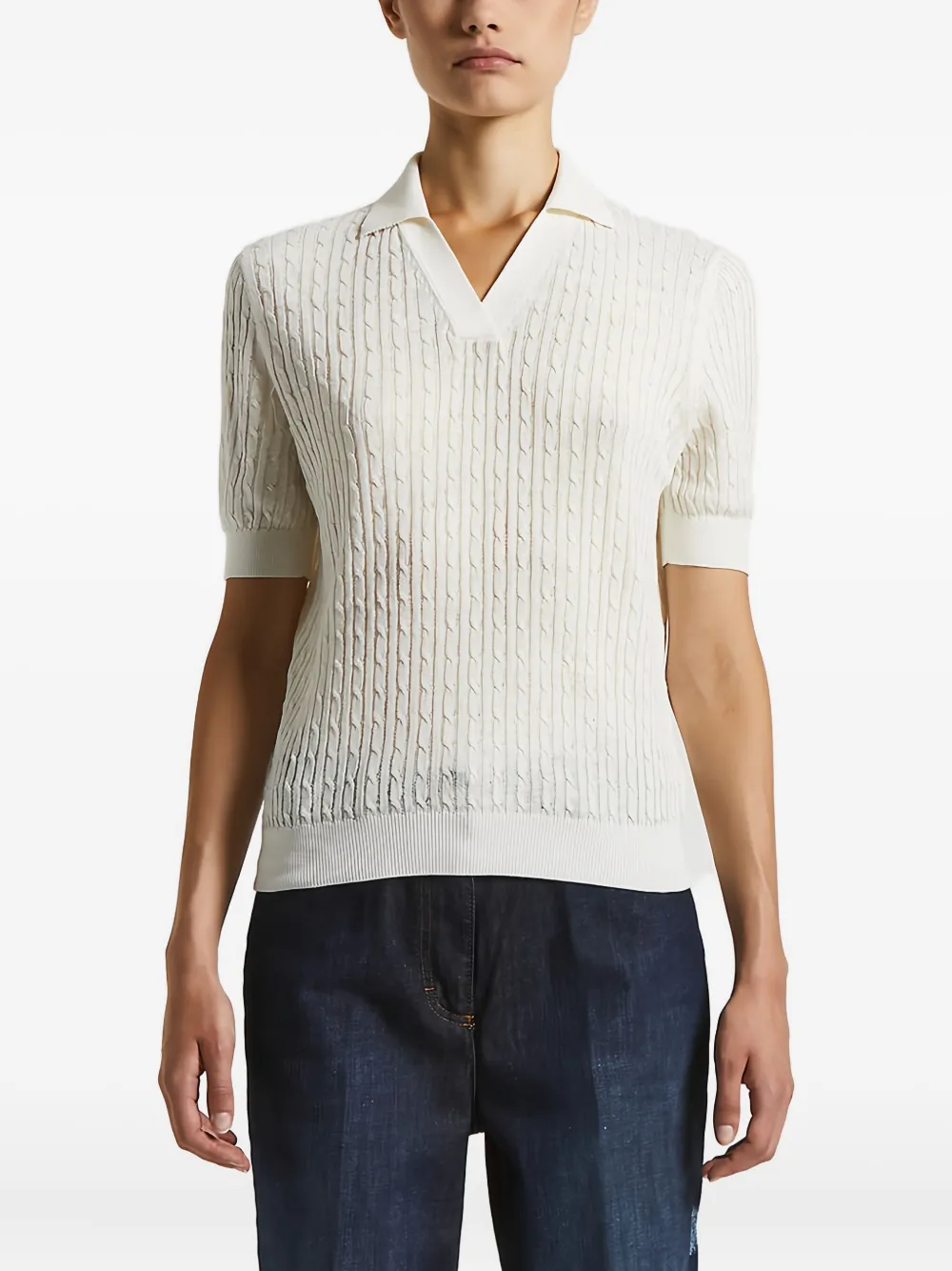 

Джемпер Cable-knit polo top Peserico, белый