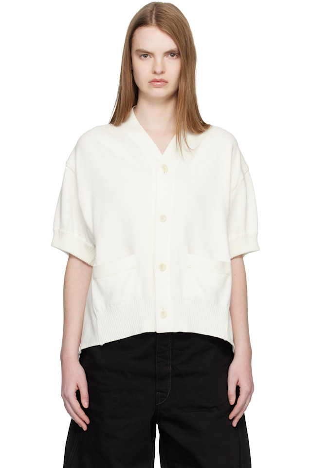 

Sacai Белый джинсовый кардиган и вязаный кардиган