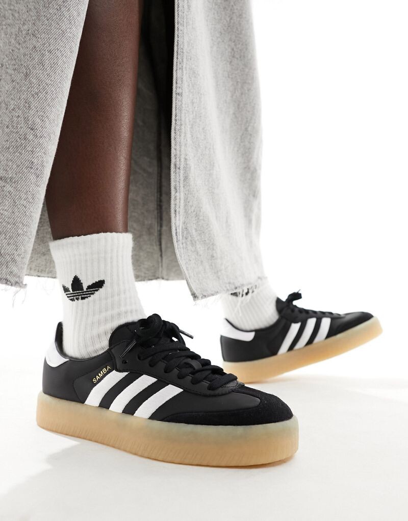 

Черно-белые кроссовки adidas Sambae на резиновой подошве, Черный, Черно-белые кроссовки adidas Sambae на резиновой подошве