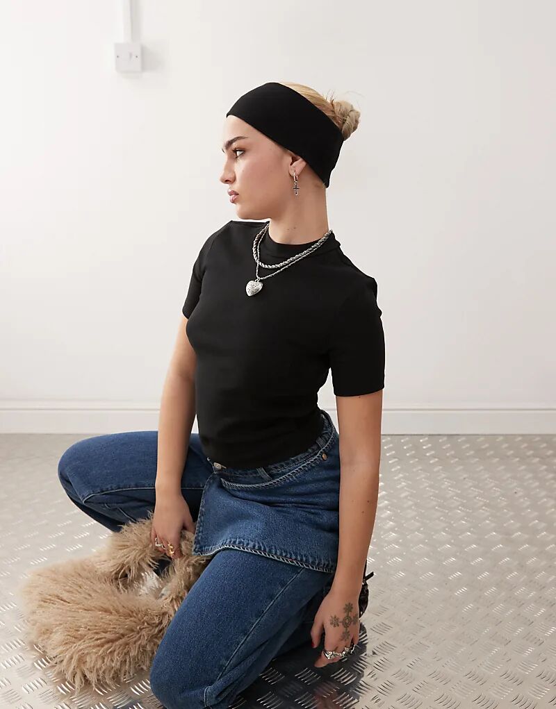 

Футболка Kenna slim fit sculpt с короткими рукавами черного цвета Dr Denim
