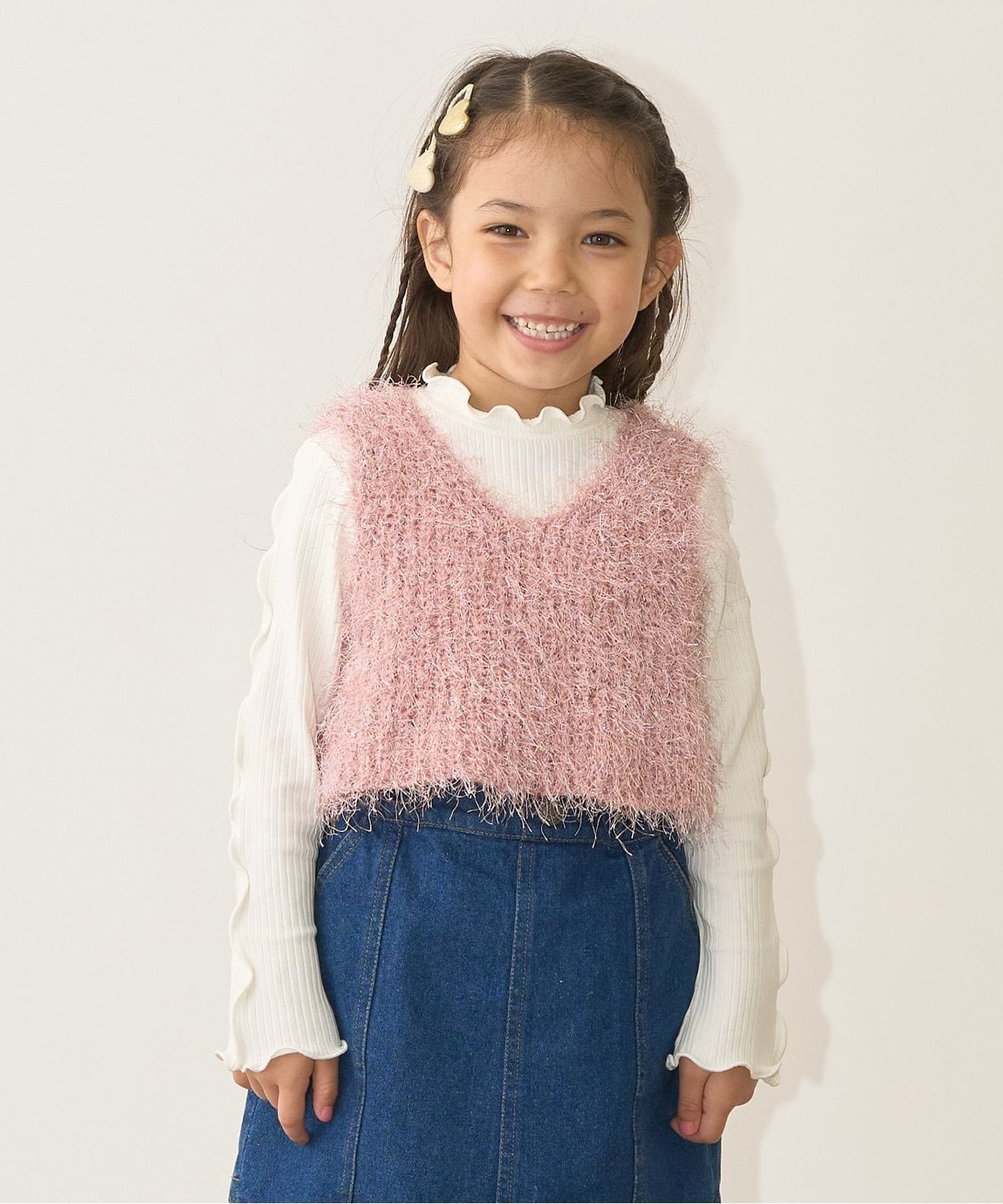 Вязаный жилет из перьев с бахромой Lycee Mine, Salmon Pink