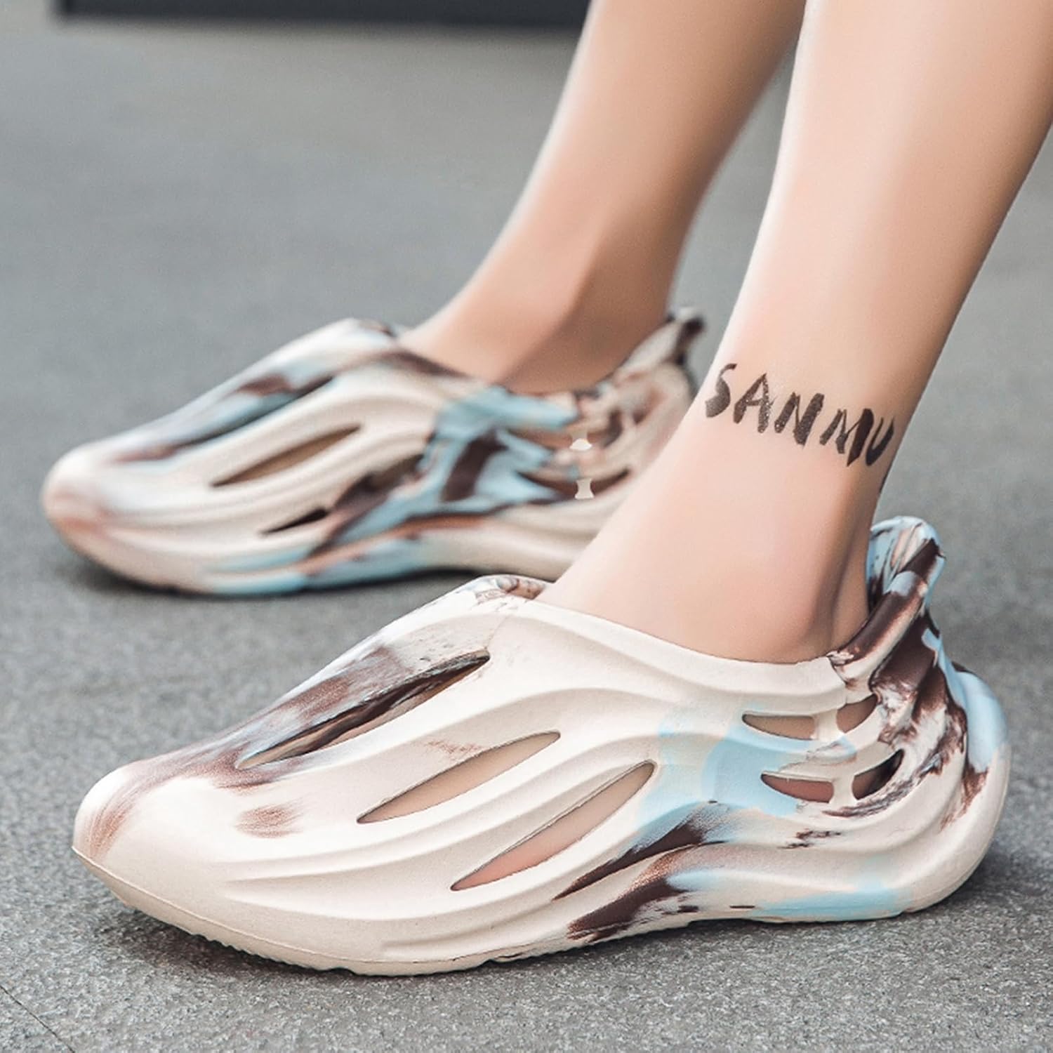 Мужские слипоны из пены с вырезами, стиль Foam Runner, легкие, прочные, из материала EVA, дышащие, мягкие пляжные сандалии с вентиляцией для мужчин Inkuil, хаки — фото 4
