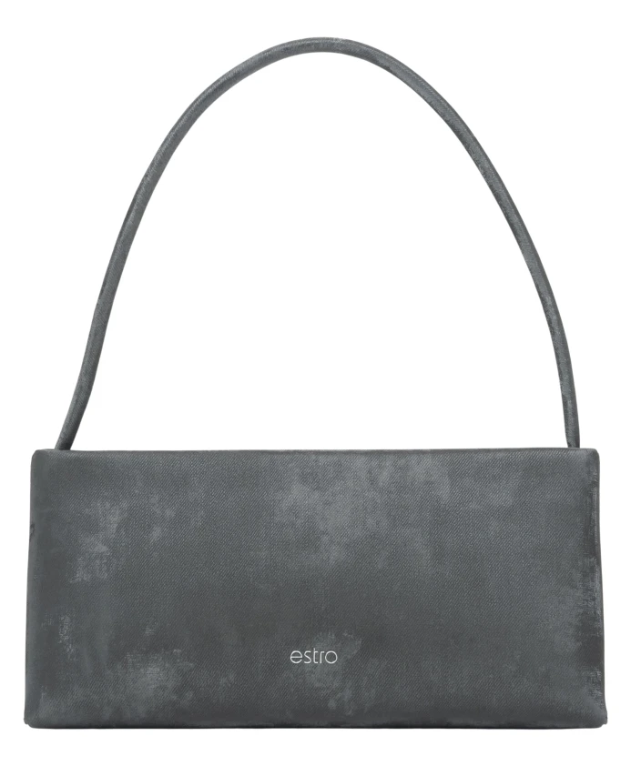 

Кожаная сумка через плечо с мраморным принтом Estro, черный