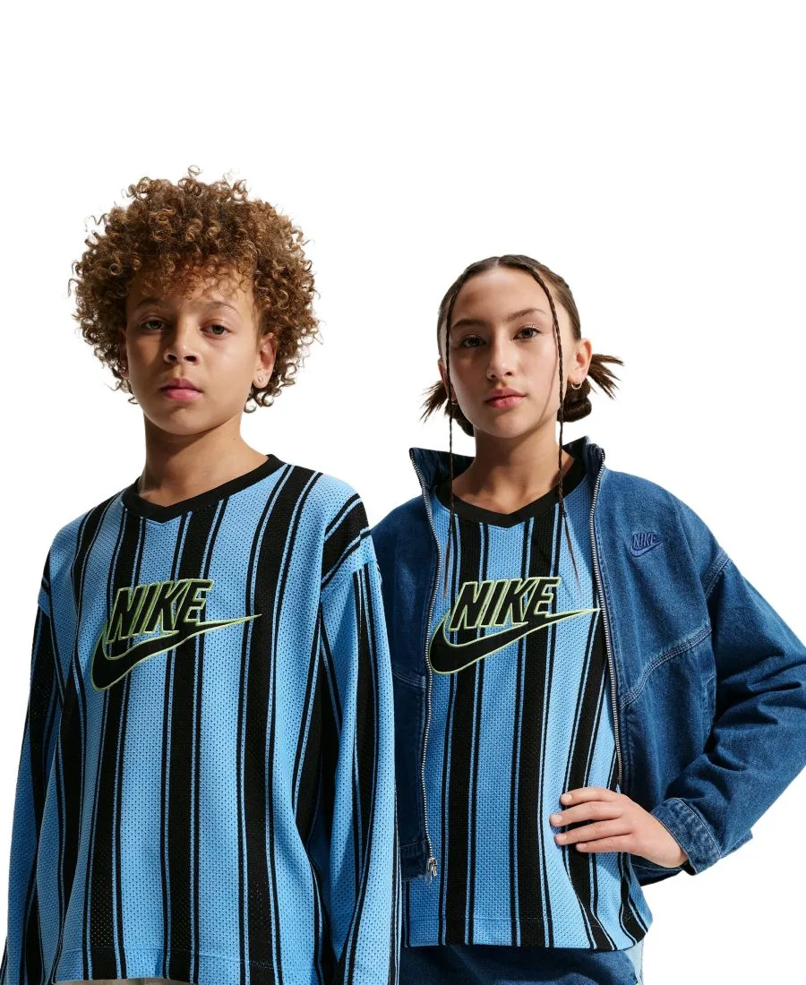 Детская полосатая толстовка с длинными рукавами для мальчиков 4-20 лет Nike, university синий/черный — фото 3