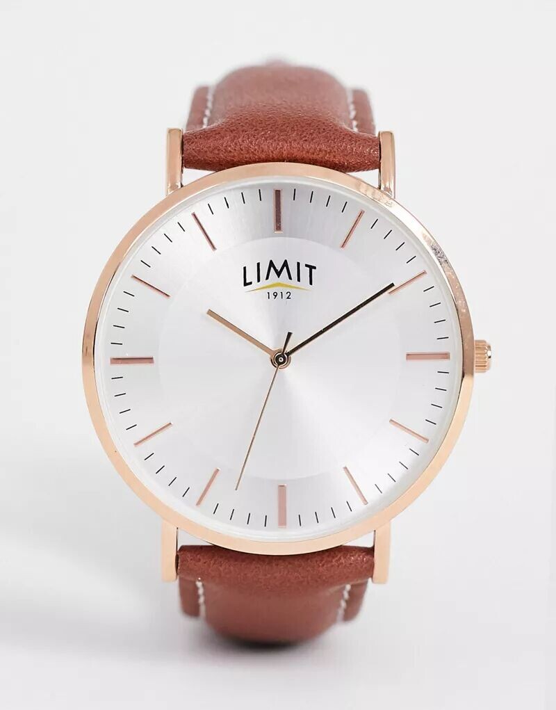 

Коричневые часы Limit из искусственной кожи с прострочкой