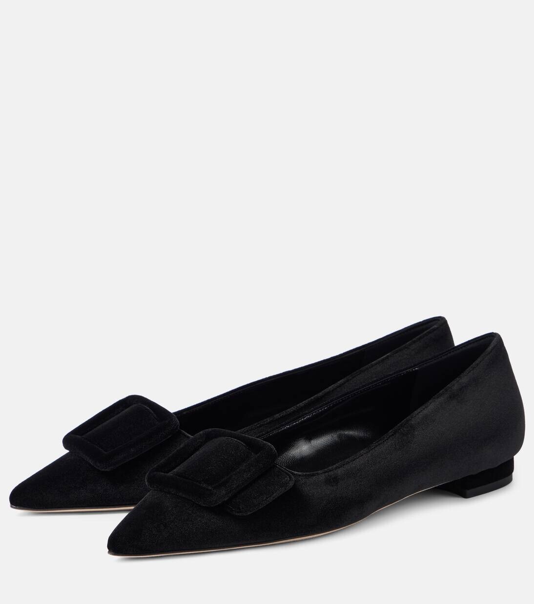 Бархатные балетки Maysalepumpflat Manolo Blahnik, цвет 0015 blck — фото 4