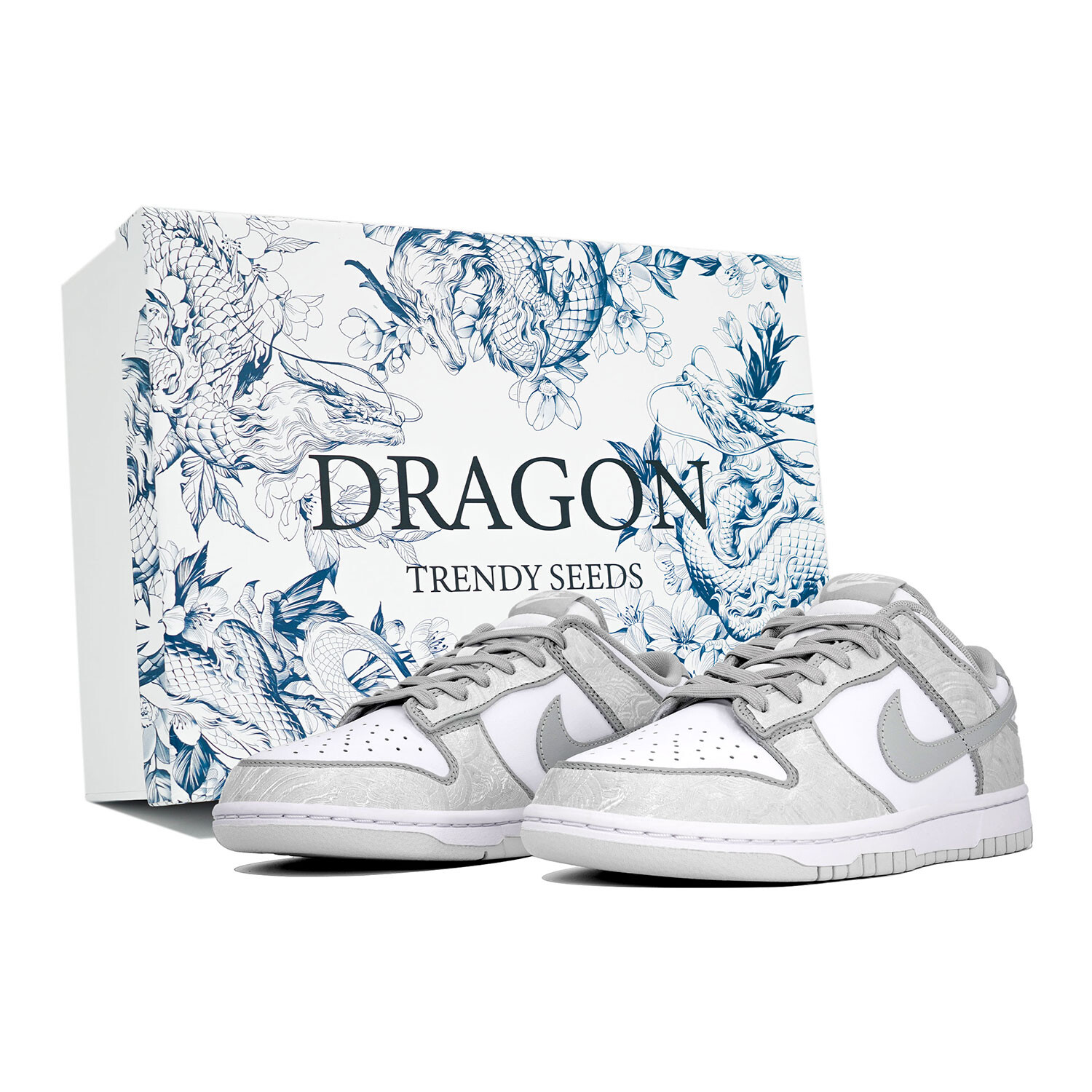 

Кроссовки Nike Dunk Skateboarding Shoes Women's Low-top White/Silver, серый