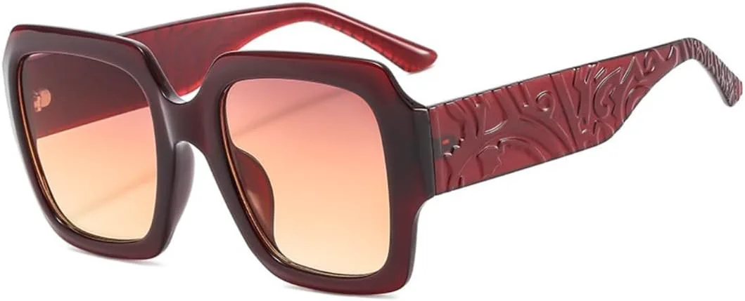 

Солнцезащитные очки для мужчин и женщин - защита UV400 - большая оправа с градиентными линзами для занятий спортом на открытом воздухе и вождения DSVIGF, Red