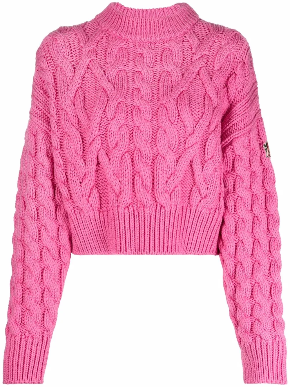 

Укороченный джемпер фактурной вязки MONCLER, розовый