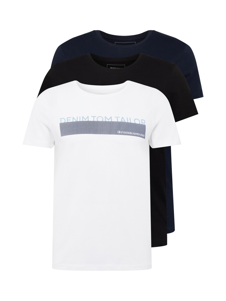 

Рубашка TOM TAILOR DENIM, цвет Navy/Light blue/Black/White