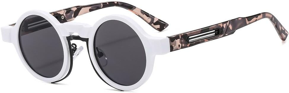 

Ретро круглые солнцезащитные очки для женщин и мужчин в стиле панк, для вождения, белые модные солнцезащитные очки в винтажном стиле, защита от ультрафиолета UV400, женские и мужские TKKTLLT, White Grey