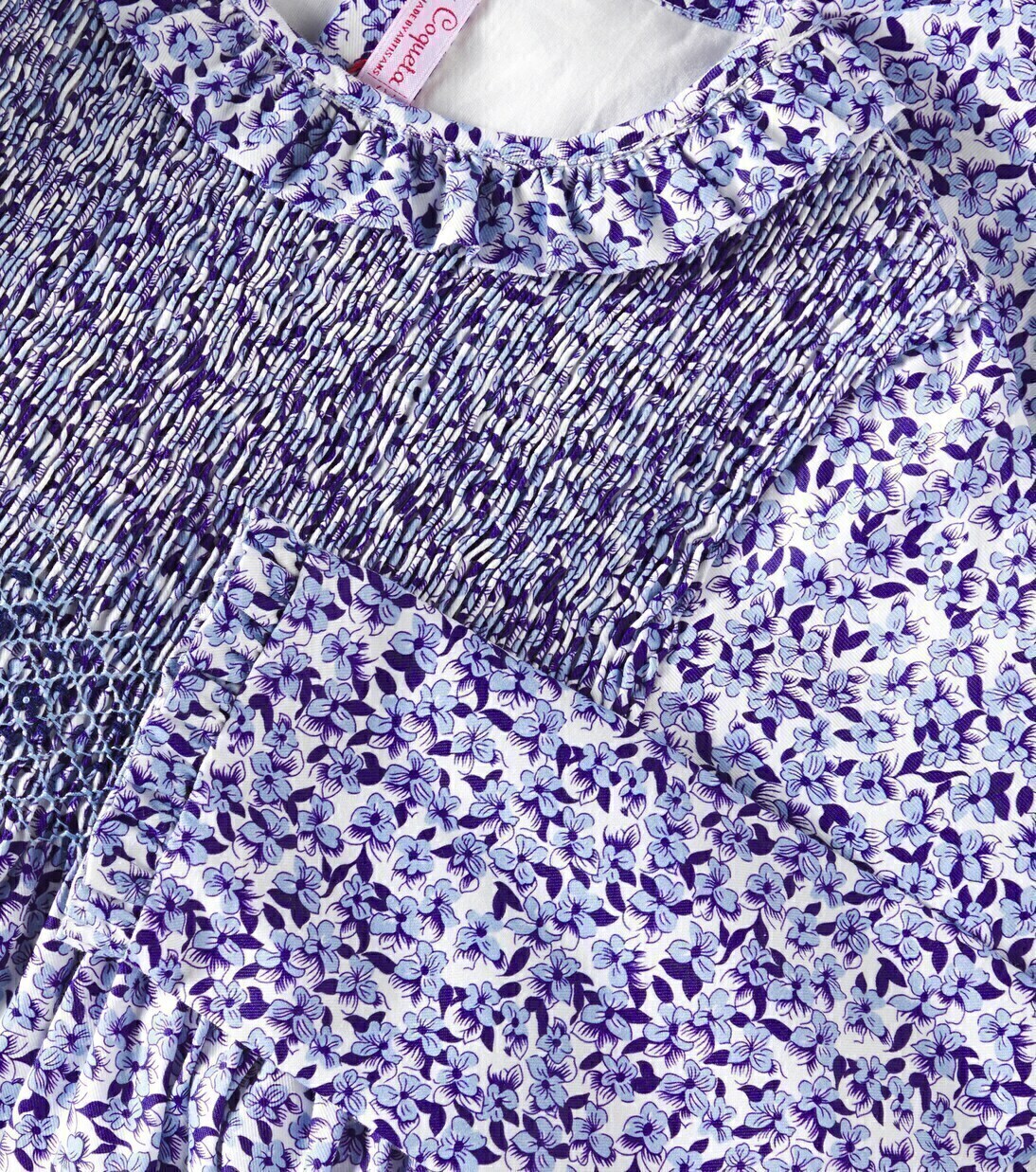 Платье из хлопка с цветочным принтом и сборками Манзанилья La Coqueta, Blue Floral — фото 2