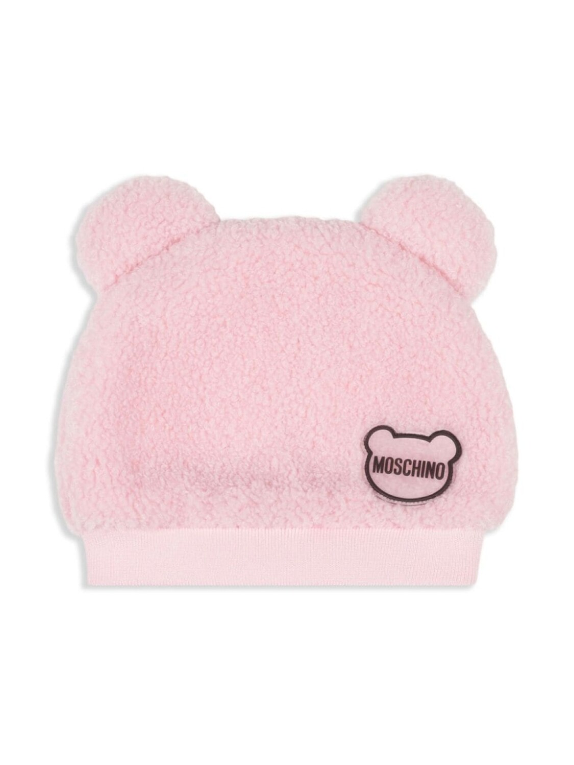 

Moschino Kids шапка бини из шерпы с логотипом, розовый