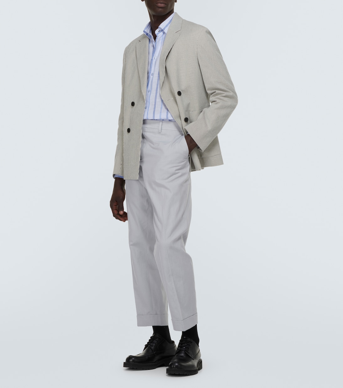 Хлопковые брюки-чинос от Philip Dries Van Noten, светло-синий — фото 2