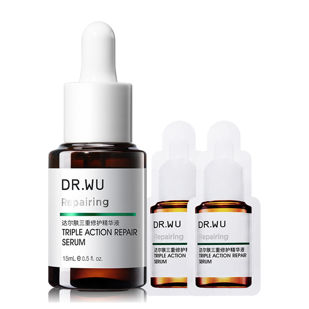 

Сыворотка Triple Repairing для успокоения, осветления постакне и восстановления 15мл/15мл+2мл * 2 таблетки/15мл+2мл * 4 таблетки/30мл Dr.Wu