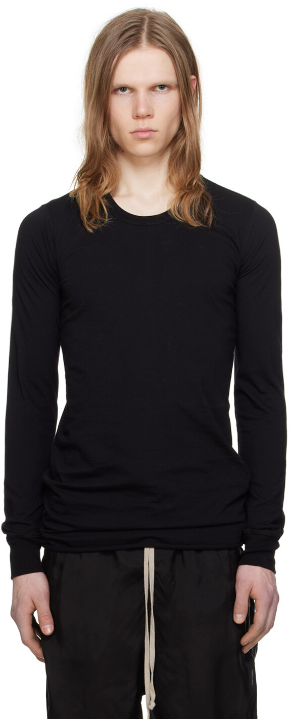 

Черная базовая футболка с длинным рукавом Rick Owens, цвет Black