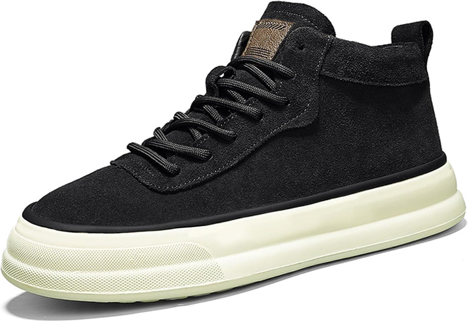 

Мужские замшевые высокие прогулочные кроссовки с толстой подошвой, повседневные скейтерские кроссовки высокой посадки Sehdk, черный