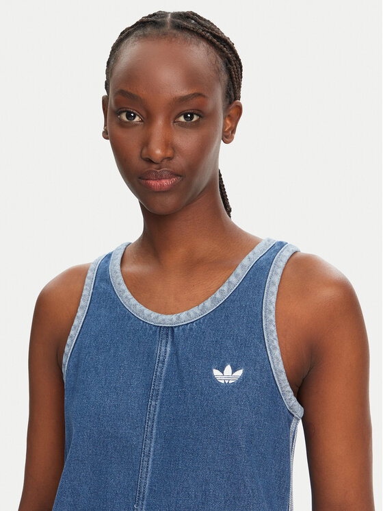 Облегающее джинсовое платье adicolor Denim 3-Stripes JD2580 Adidas, синий — фото 4