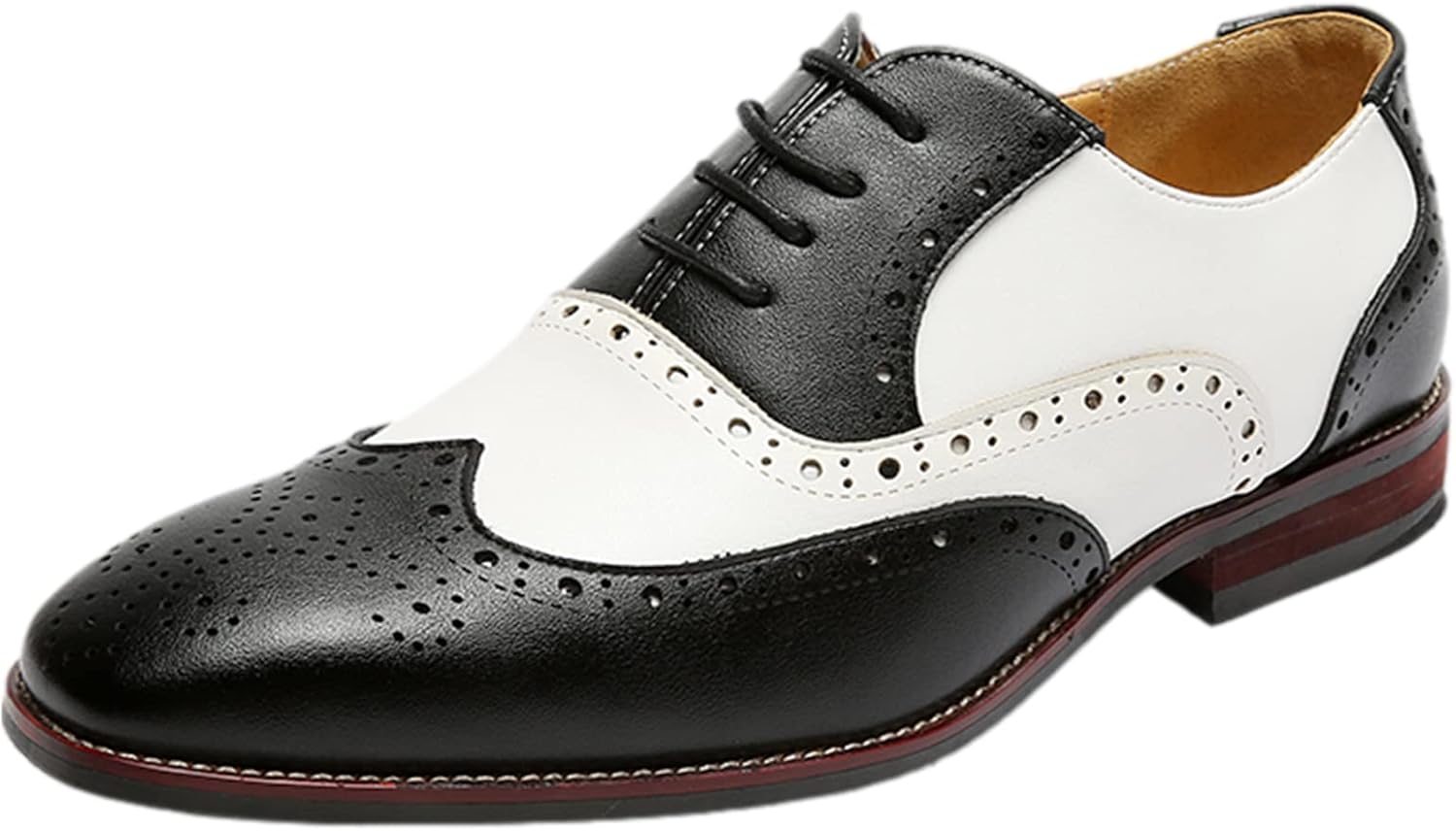 

Мужские стильные броги из микрофибры и кожи, свадебные туфли с контрастной отделкой, оксфорды для официальных мероприятий Jamron, черный