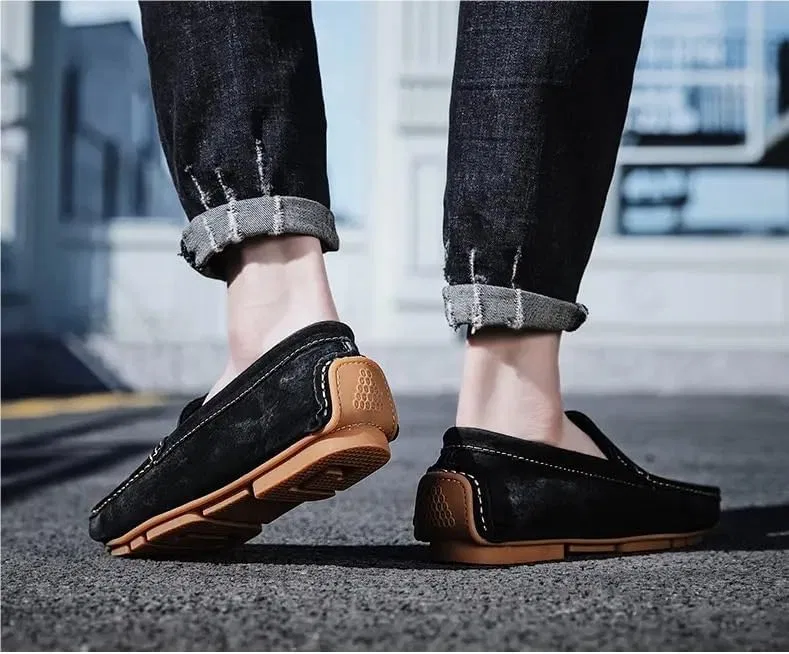 Лоферы мужские из PU замши, классические повседневные, Black SayfuR — фото 2