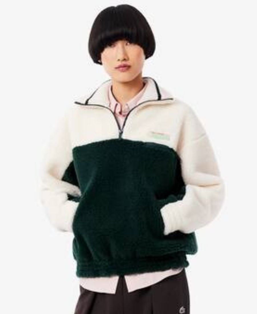 

Женская куртка LACOSTE оверсайз с цветовыми блоками и половинной молнией LACOSTE USA, Green