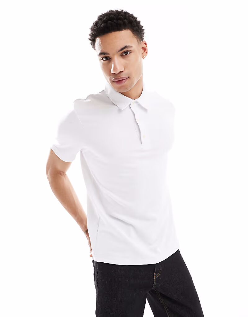

Рубашка-поло Lyle & Scott Ss из саржевого фактурного материала, цвет 626, белый