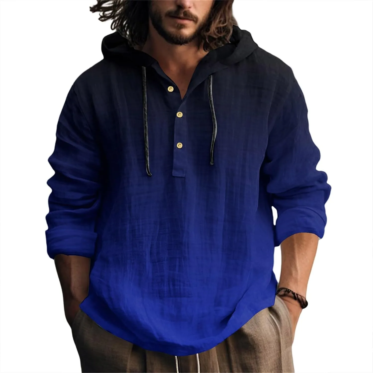 

Мужская повседневная худи с градиентом, Cotton Linen, S-2XL RTRDE
