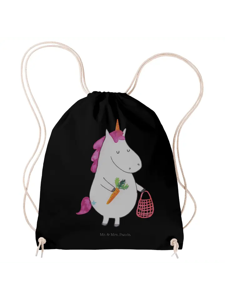 

Спортивная сумка Mr & Mrs Panda Sportbeutel Einhorn Vegan ohne Spruch, черный