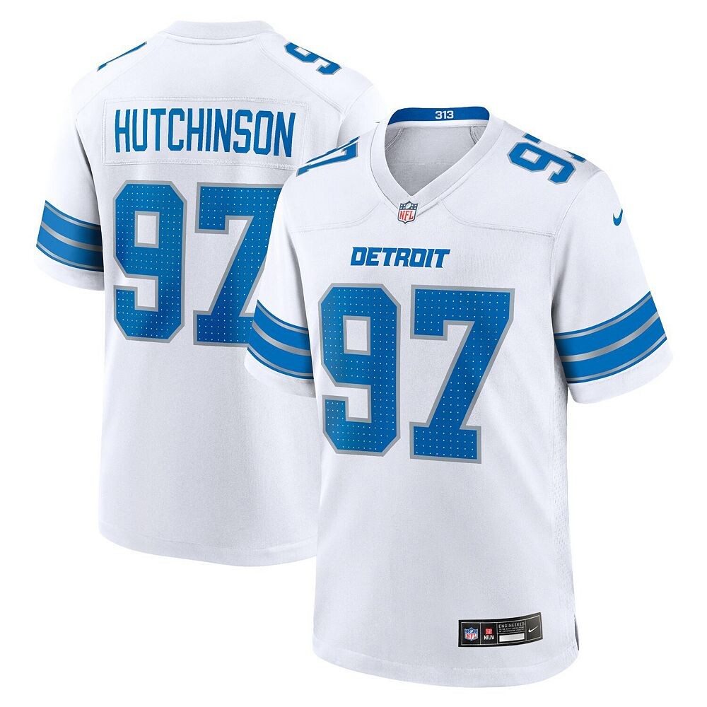 

Мужское белое джерси Nike Aidan Hutchinson Detroit Lions Game, цвет Lns White