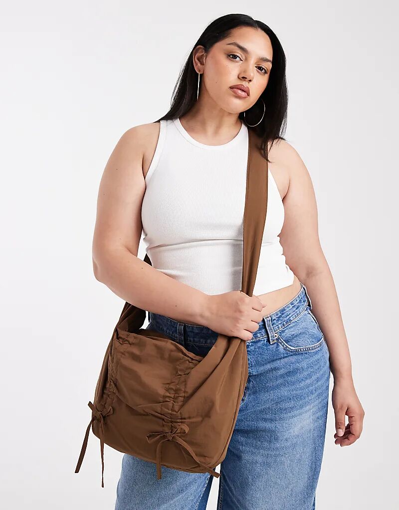 

Поясная сумка Pieces XL с бантами коричневого цвета