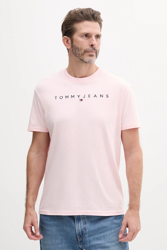 

Хлопковая футболка Tommy Jeans, розовый