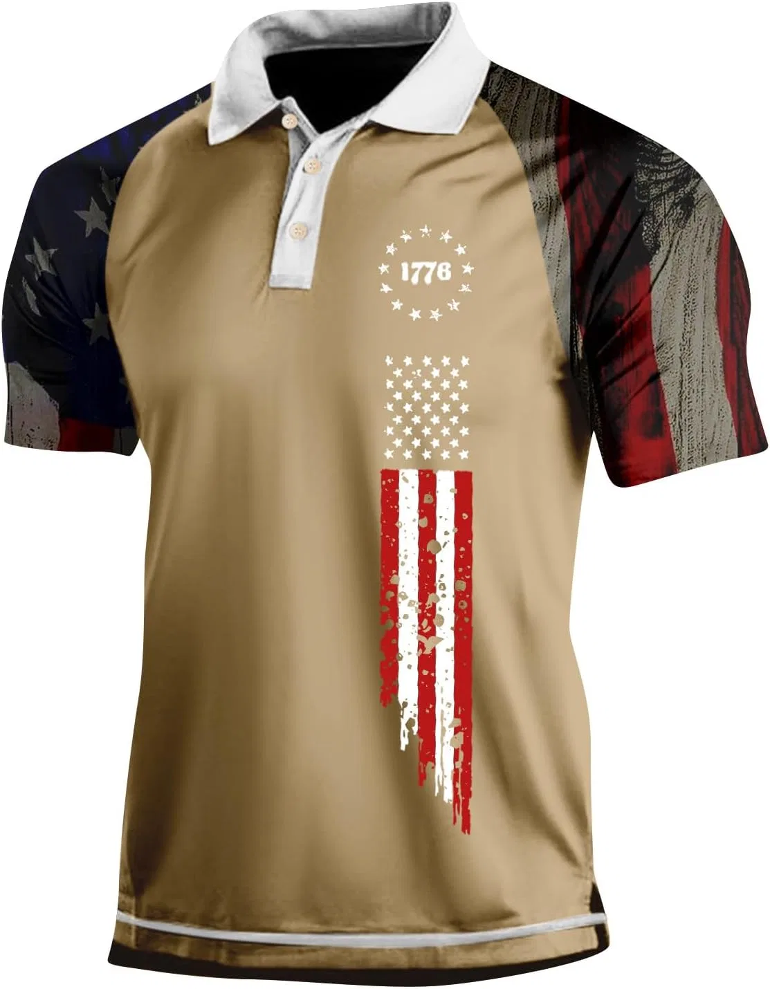 Футболка мужская с американским флагом, 250 Years America, короткий рукав, 4-khaki